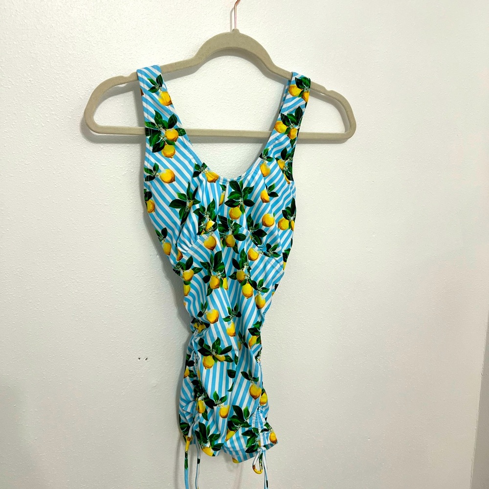 Sweet lemons and stripes tankini swim top